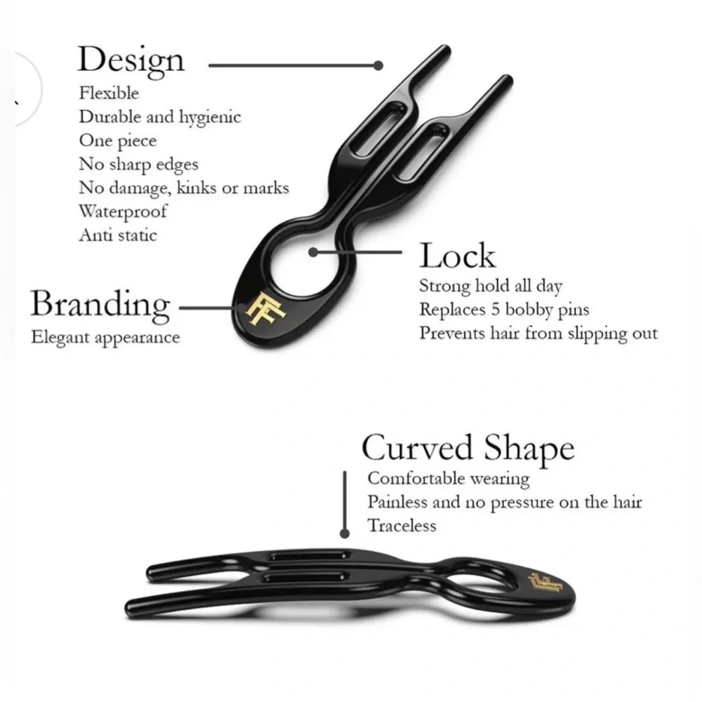 Never been worn Mona Franchimon No 1 Black Hairpin (Set of 5) - Picture 6 of 13